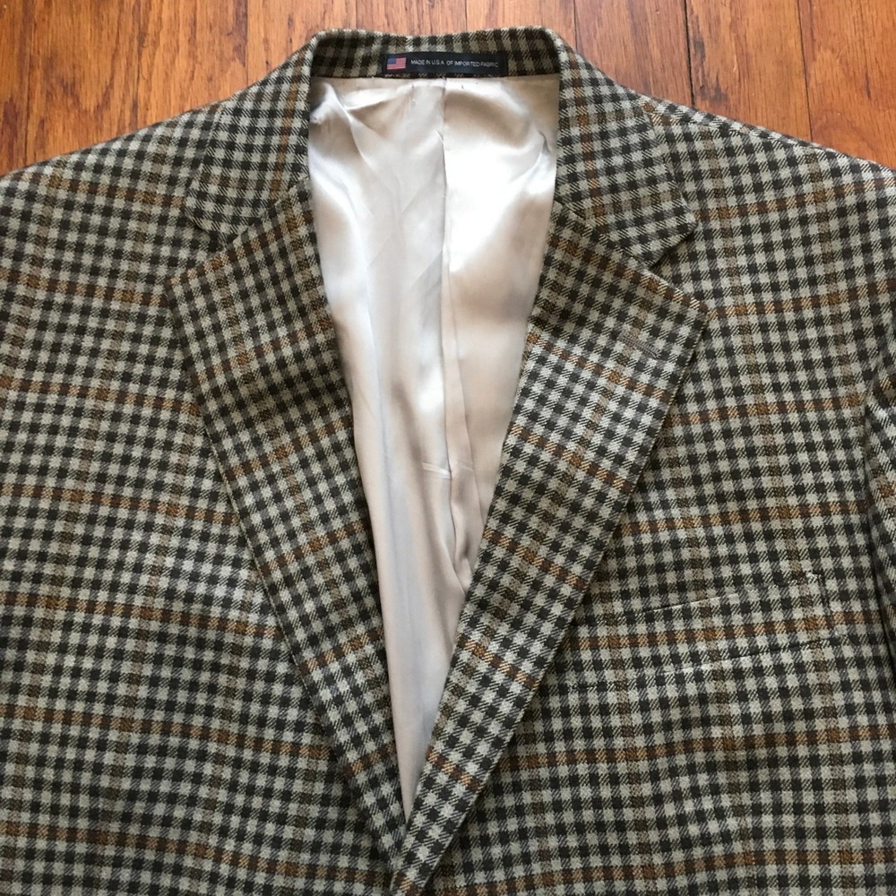 Hart Schaffner Marx Men's Blazer 46L Loro Piana Cashmere Plaid Checked USA Made - Picture 2 of 14
